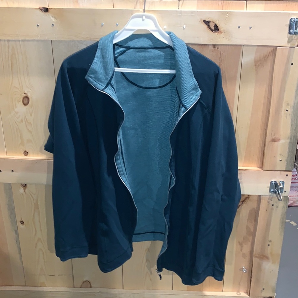 Reversible dark teal light jacket
